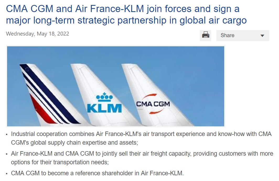 CMA CGM Air France KLM Sign Partnership In Air Cargo